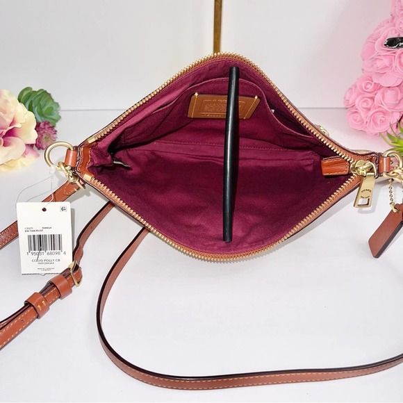 NEW COACH Polly Signature Logo Crossbody Bag in Tan/Rust - Picture 8 of 12